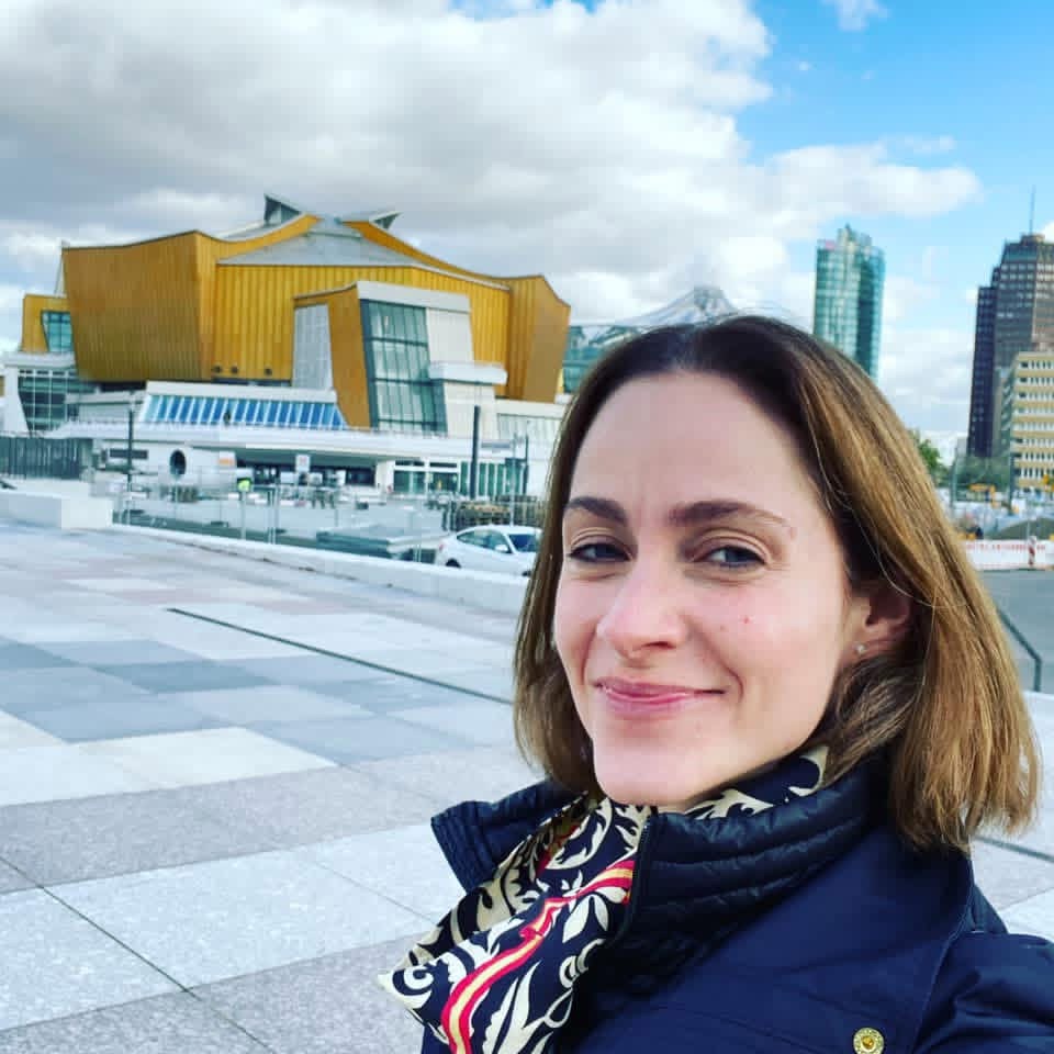 Erina Goldwasser outside the Berliner Philharmonie in Berlin